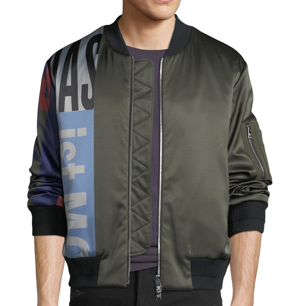 MCM Mens contrast sleeve satin bomber jacket size Medium